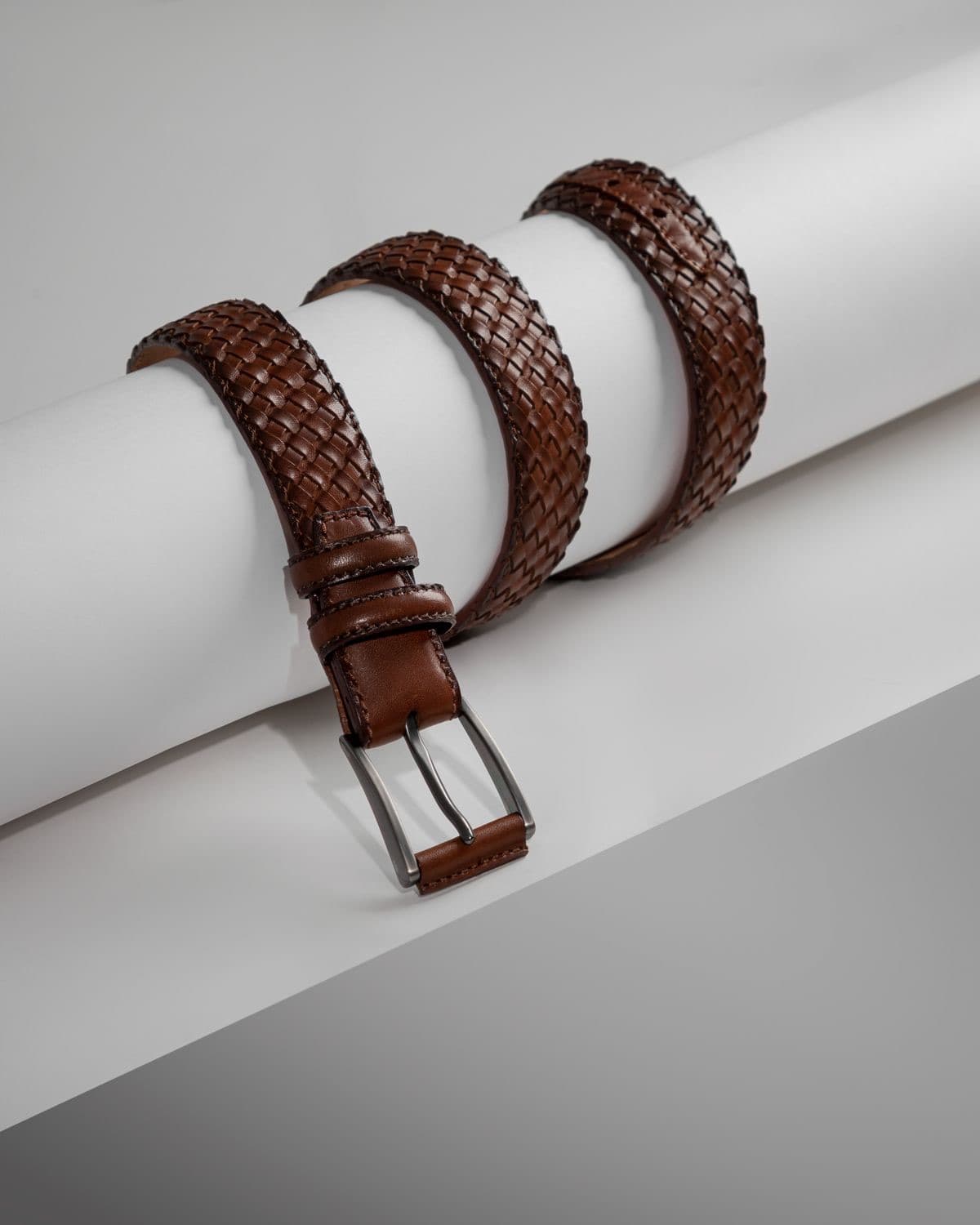 Ceinture tressée en cuir